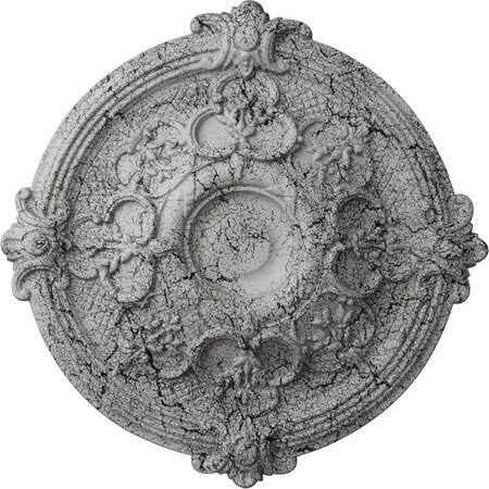 Ekena Millwork Hamilton Ceiling Medallion (Canopies up to 3 3/4"), 17 3/8"OD x 1 3/4"P, Ultra Pure White Crackle CM17HAUWC